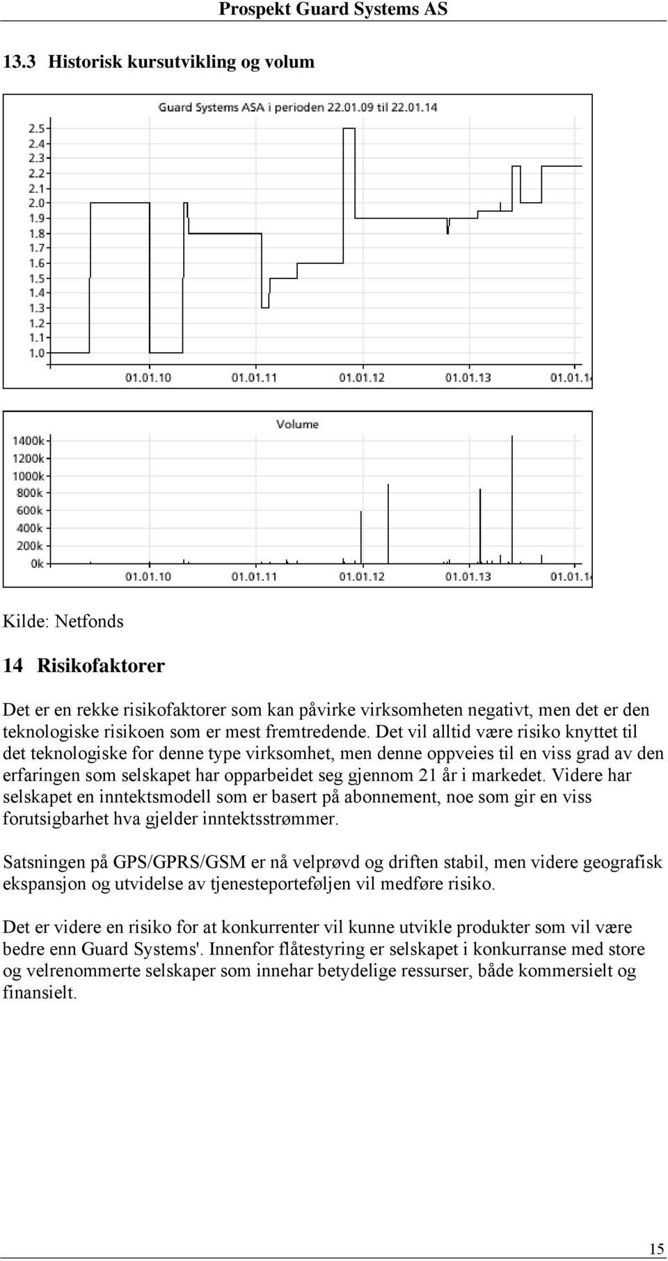 Det vil alltid være risiko knyttet til det teknologiske for denne type virksomhet, men denne oppveies til en viss grad av den erfaringen som selskapet har opparbeidet seg gjennom 21 år i markedet.