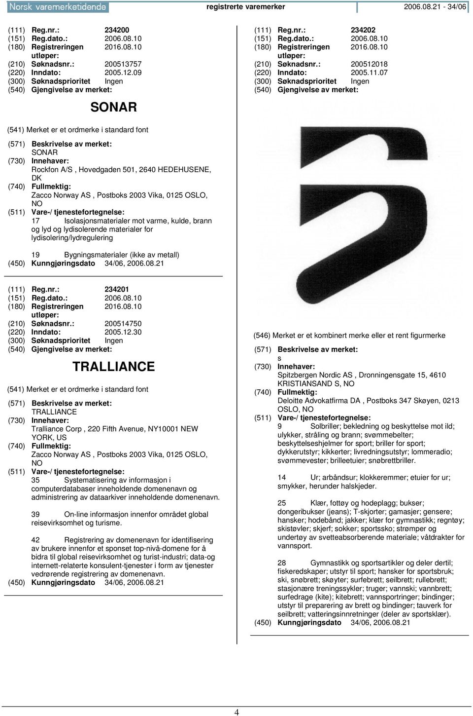 lydisolering/lydregulering 19 Bygningsmaterialer (ikke av metall) (111) Reg.nr.: 234201 (151) Reg.dato.: 2006.08.10 (180) Registreringen 2016.08.10 (210) Søknadsnr.: 200514750 (220) Inndato: 2005.12.