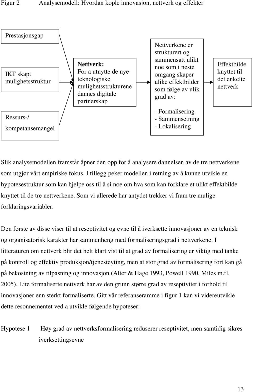 kompetansemangel - Formalisering - Sammensetning - Lokalisering Slik analysemodellen framstår åpner den opp for å analysere dannelsen av de tre nettverkene som utgjør vårt empiriske fokus.