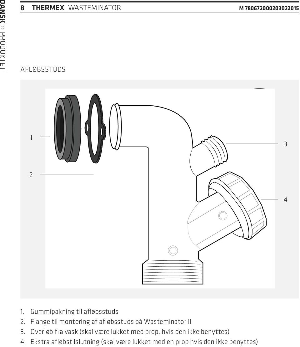 Flange til montering af afløbsstuds på Wasteminator II 3.