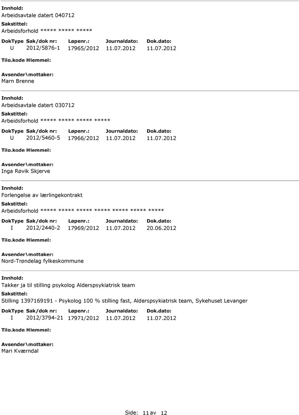 2012 Nord-Trøndelag fylkeskommune Takker ja til stilling psykolog Alderspsykiatrisk team Stilling 1397169191 -