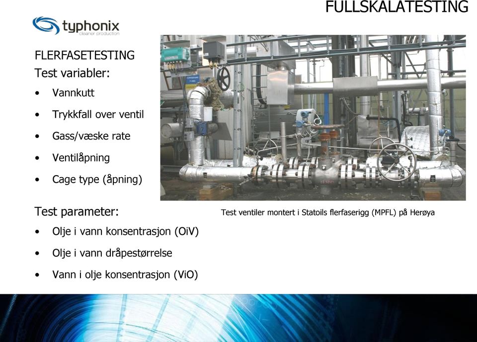 Olje i vann konsentrasjon (OiV) Test ventiler montert i Statoils