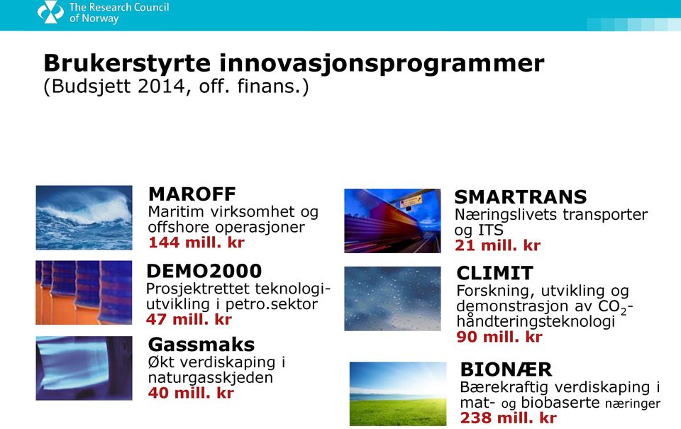 sektor 47 mill. kr Gassmaks Økt verdiskaping i naturgasskjeden 40 mill.