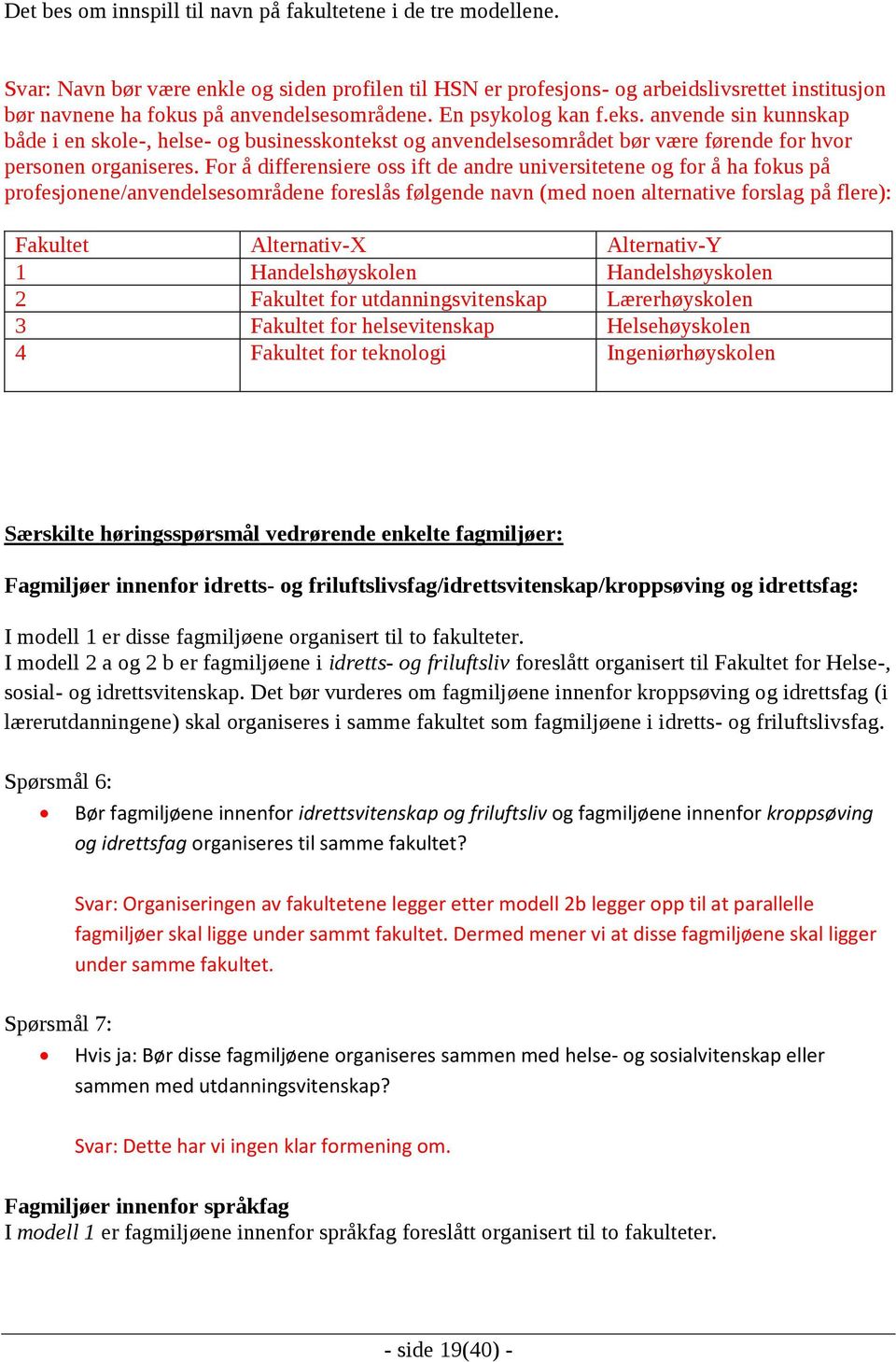 anvende sin kunnskap både i en skole-, helse- og businesskontekst og anvendelsesområdet bør være førende for hvor personen organiseres.