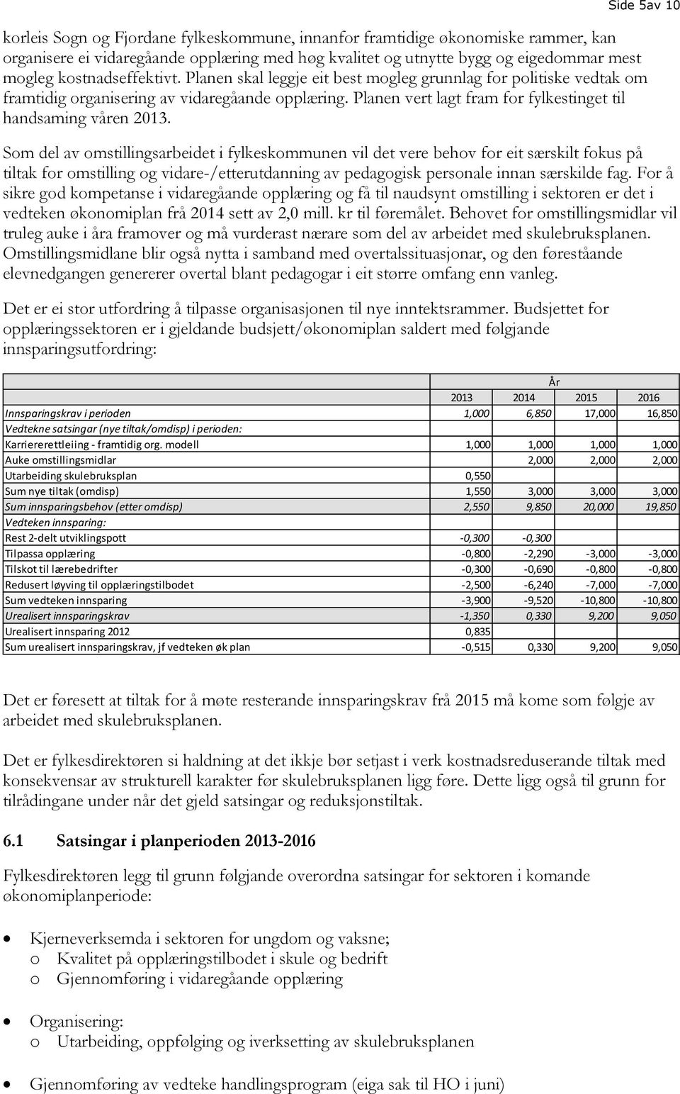 Planen vert lagt fram for fylkestinget til handsaming våren 2013.