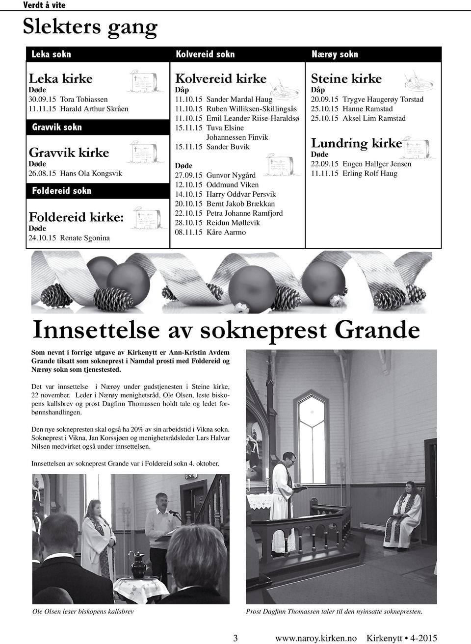 09.15 Gunvor Nygård 12.10.15 Oddmund Viken 14.10.15 Harry Oddvar Persvik 20.10.15 Bernt Jakob Brækkan 22.10.15 Petra Johanne Ramfjord 28.10.15 Reidun Møllevik 08.11.