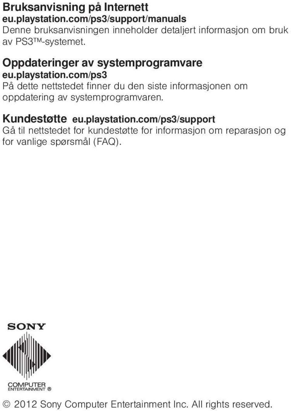 Oppdateringer av systemprogramvare eu.playstation.