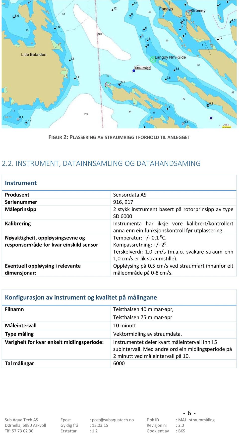 ikkje vore kalibrert/kontrollert anna enn ein funksjonskontroll før utplassering. Nøyaktigheit, oppløysingsevne og Temperatur: +/-, C. responsområde for kvar einskild sensor Kompassretning: +/-.