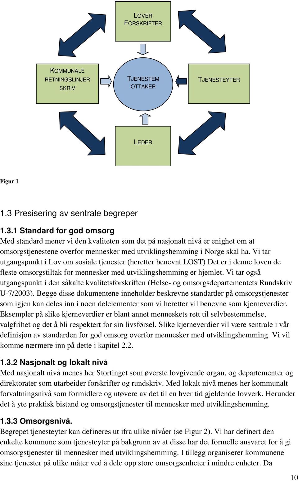 1 Standard for god omsorg Med standard mener vi den kvaliteten som det på nasjonalt nivå er enighet om at omsorgstjenestene overfor mennesker med utviklingshemming i Norge skal ha.