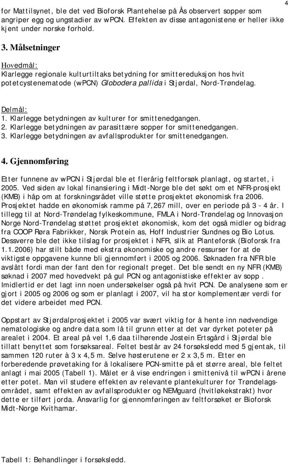 Klarlegge betydningen av kulturer for smittenedgangen. 2. Klarlegge betydningen av parasittære sopper for smittenedgangen. 3. Klarlegge betydningen av avfallsprodukter for smittenedgangen. 4.