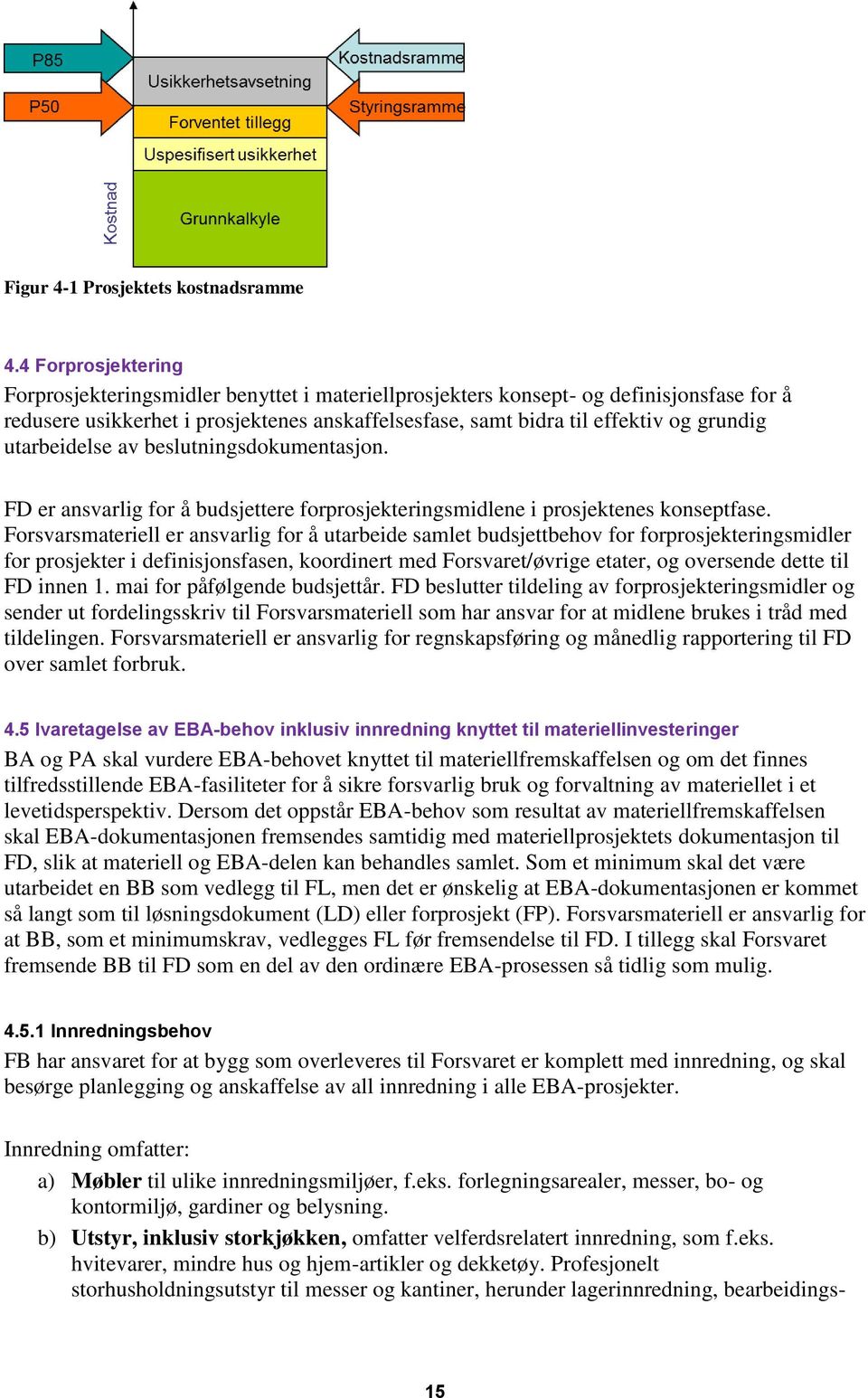 utarbeidelse av beslutningsdokumentasjon. FD er ansvarlig for å budsjettere forprosjekteringsmidlene i prosjektenes konseptfase.