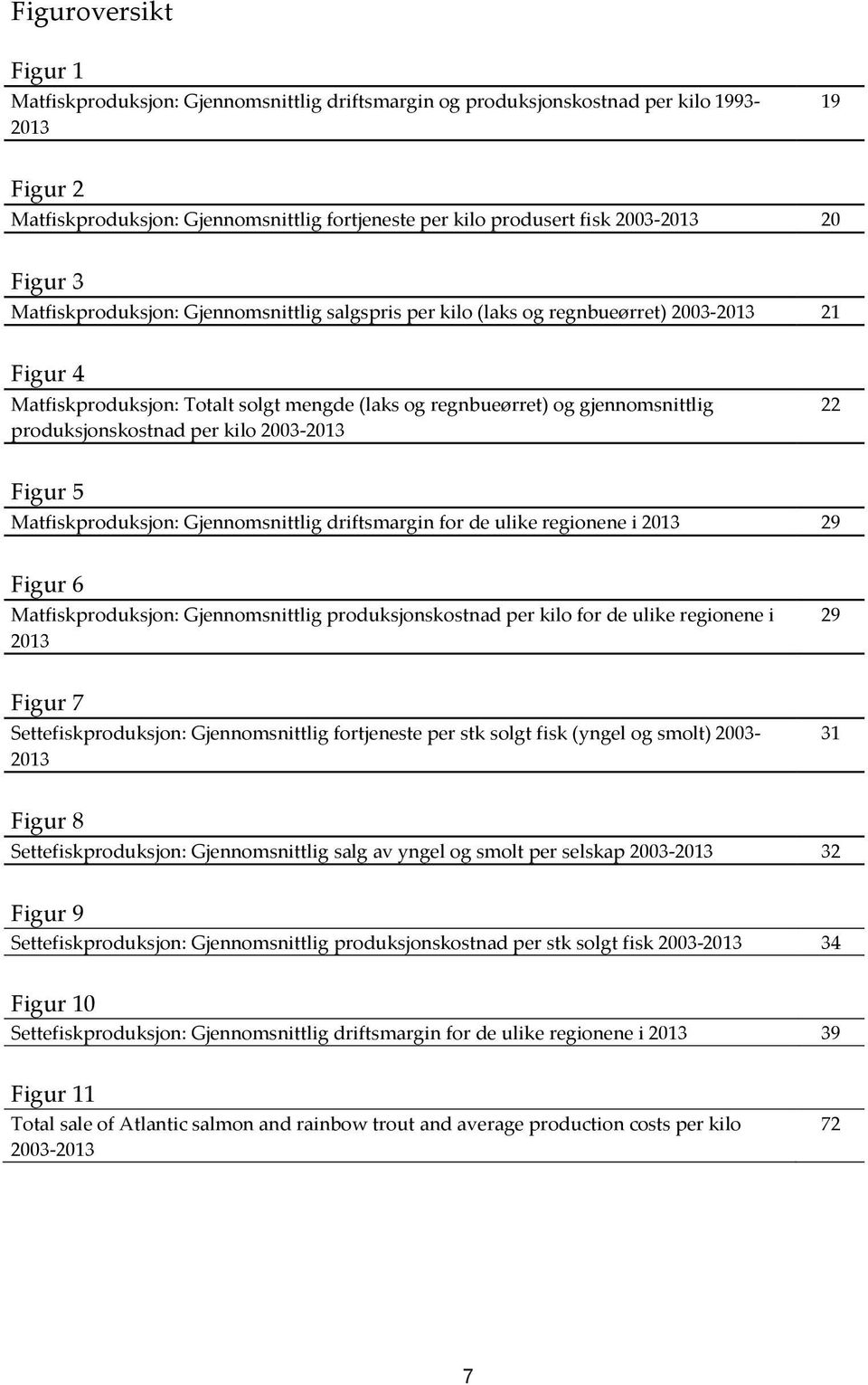 produksjonskostnad per kilo 2003-2013 22 Figur 5 Matfiskproduksjon: Gjennomsnittlig driftsmargin for de ulike regionene i 2013 29 Figur 6 Matfiskproduksjon: Gjennomsnittlig produksjonskostnad per