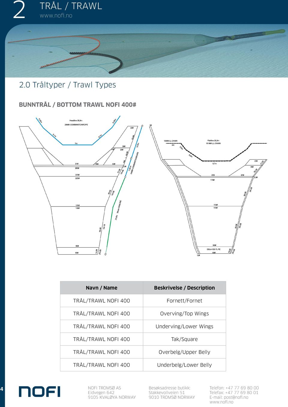 NOFI 400 /TRAWL NOFI 400 Fornett/Fornet Overving/Top Wings