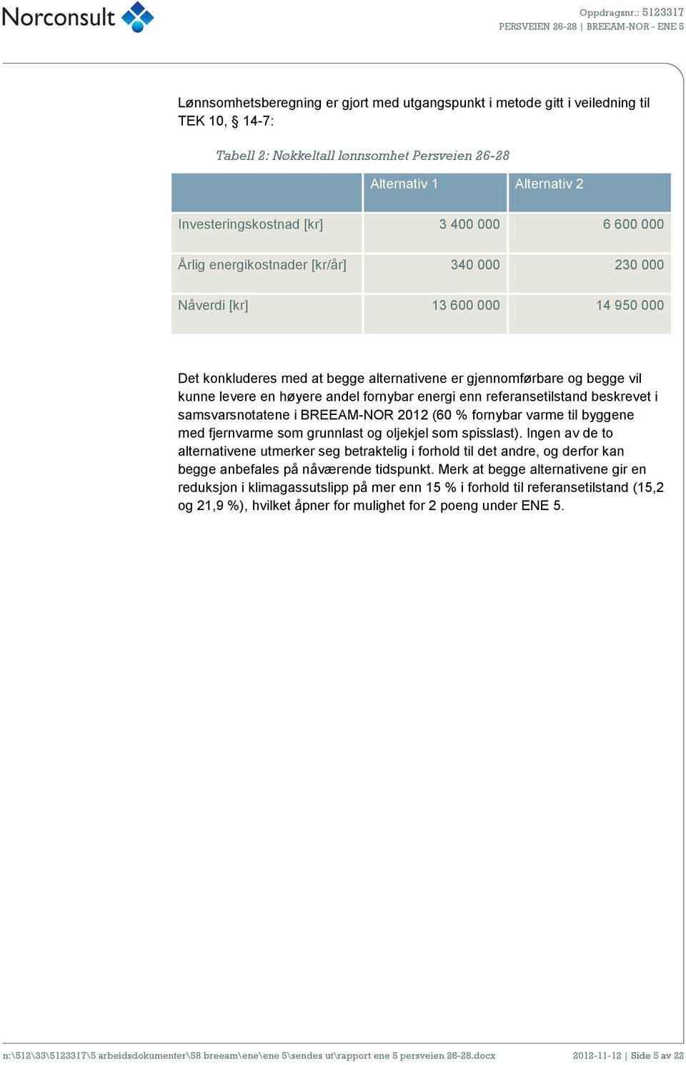 fornybar energi enn referansetilstand beskrevet i samsvarsnotatene i BREEAM-NOR 2012 (60 % fornybar varme til byggene med fjernvarme som grunnlast og oljekjel som spisslast).