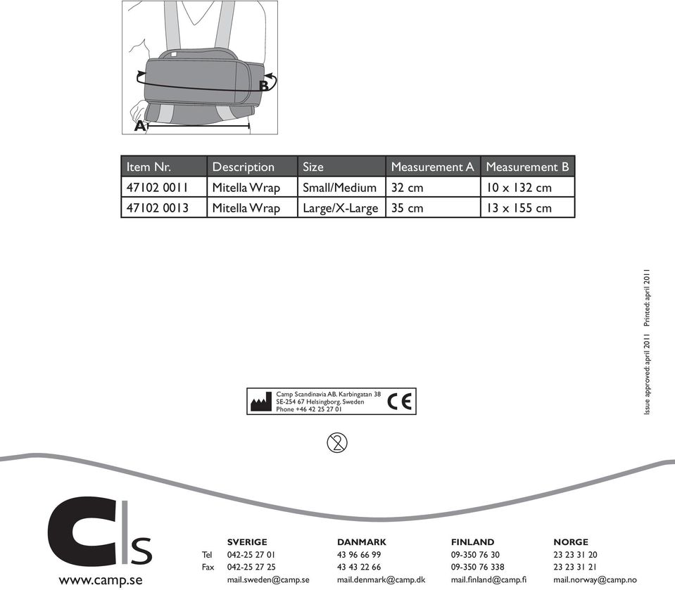 cm 13 x 155 cm Camp Scandinavia AB. Karbingatan 38 SE-254 67 Helsingborg.