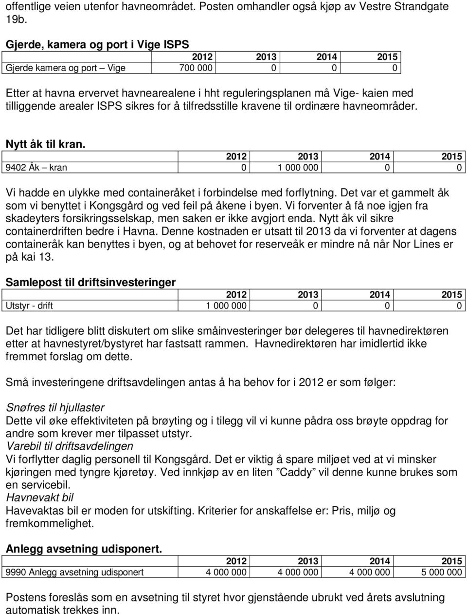 tilfredsstille kravene til ordinære havneområder. Nytt åk til kran. 9402 Åk kran 0 1 000 000 0 0 Vi hadde en ulykke med containeråket i forbindelse med forflytning.