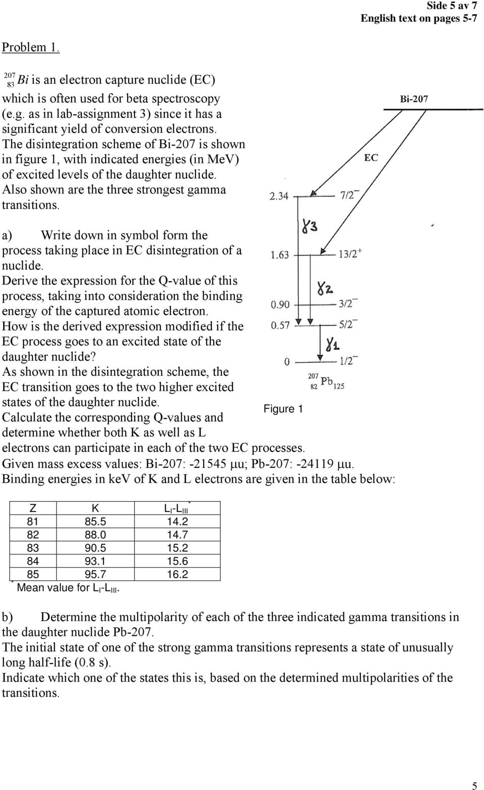 a) Write down in symbol form the process taking place in EC disintegration of a nuclide.