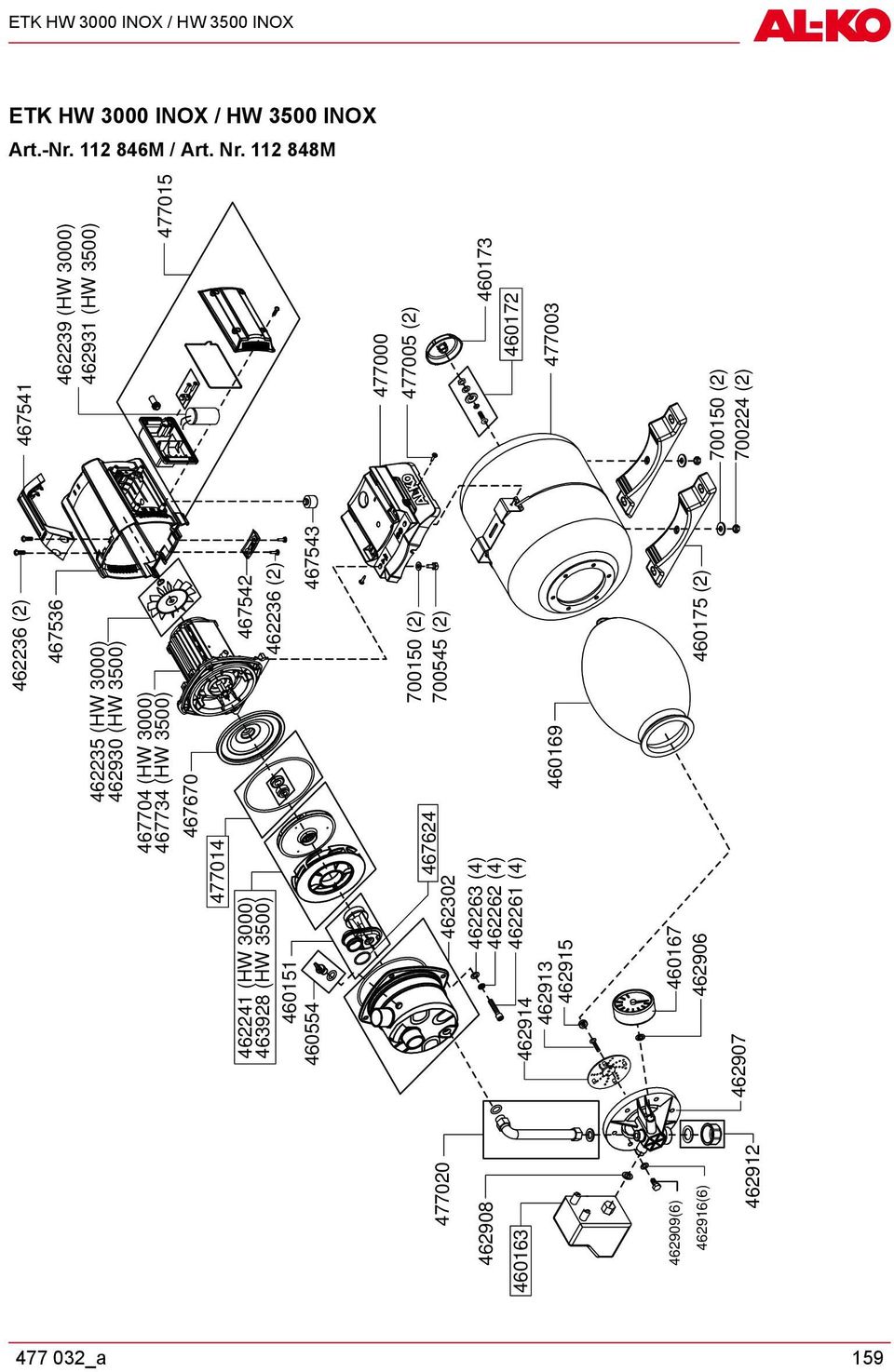 (HW 3500) 460151 460554 462235 (HW 3000) 462930 (HW 3500) 467536 462236 (2) 700150 (2) 700224 (2) 477003 460173 460172 477000 477005 (2) 477015