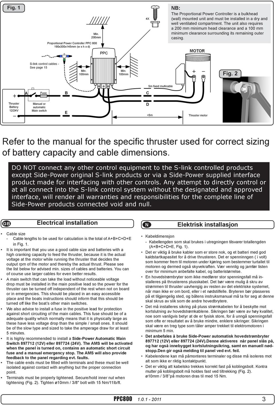 compartment. The unit also requires a 200 mm minimum head clearance and a 100 mm minimum clearance surrounding its remaining outer casing. MOTOR S-link control cables - See page 15 Min. 100mm Min.