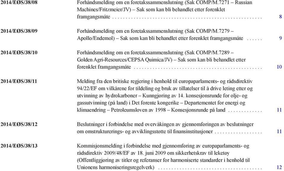 .. 9 2014/EØS/38/10 Forhåndsmelding om en foretakssammenslutning (Sak COMP/M.7289 Golden Agri-Resources/CEPSA Quimica/JV) Sak som kan bli behandlet etter forenklet framgangsmåte.