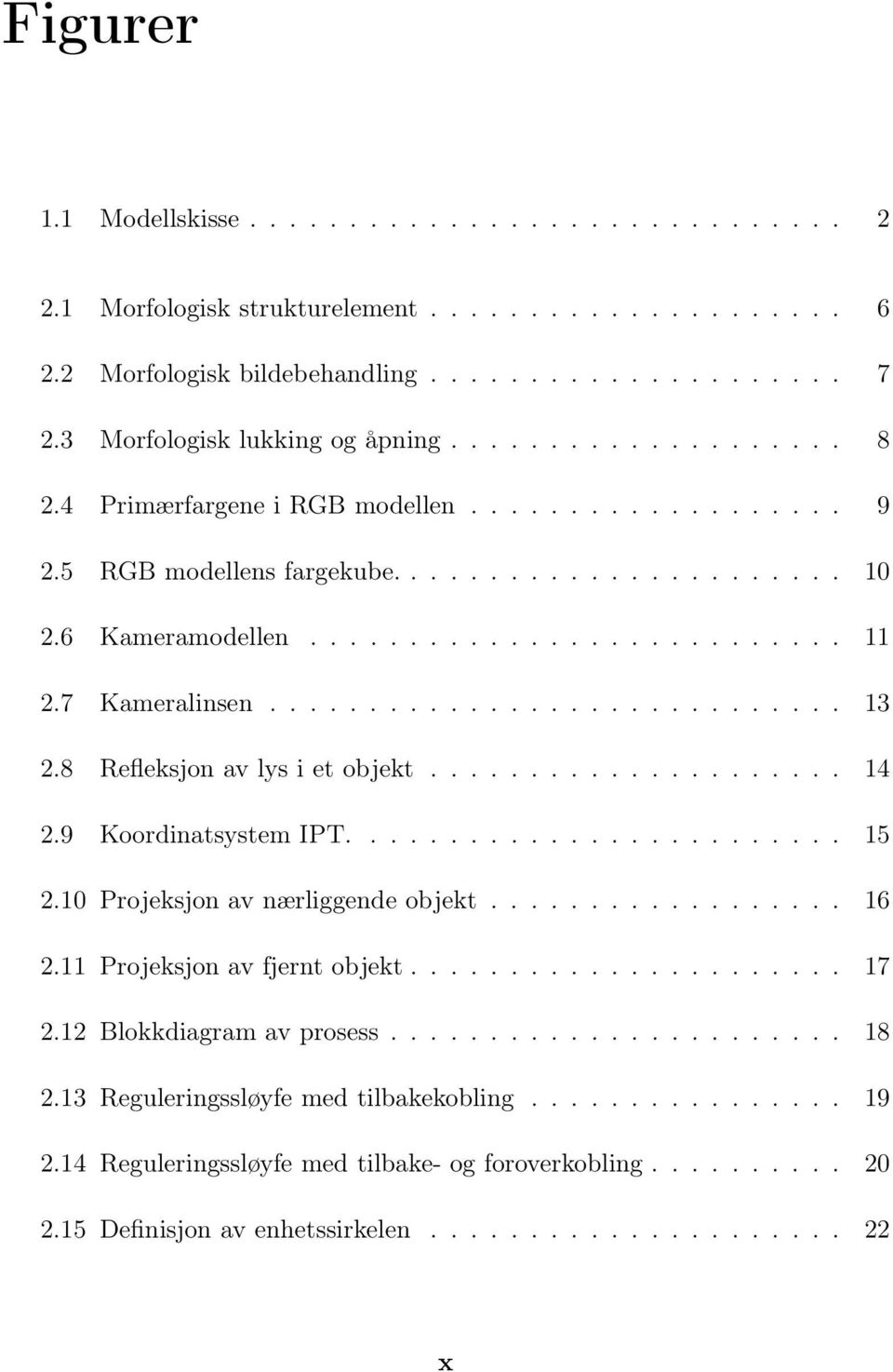 7 Kameralinsen............................. 13 2.8 Refleksjon av lys i et objekt..................... 14 2.9 Koordinatsystem IPT......................... 15 2.10 Projeksjon av nærligge objekt.................. 16 2.