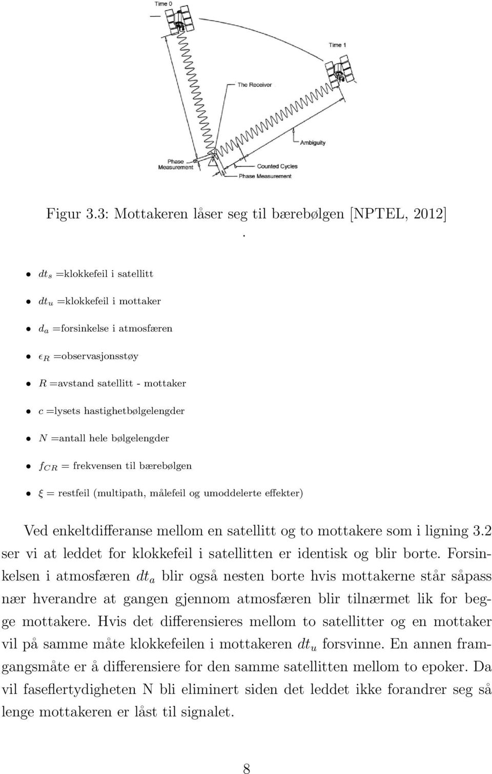 bølgelengder f CR = frekvensen til bærebølgen ξ = restfeil (multipath, målefeil og umoddelerte effekter) Ved enkeltdifferanse mellom en satellitt og to mottakere som i ligning 3.