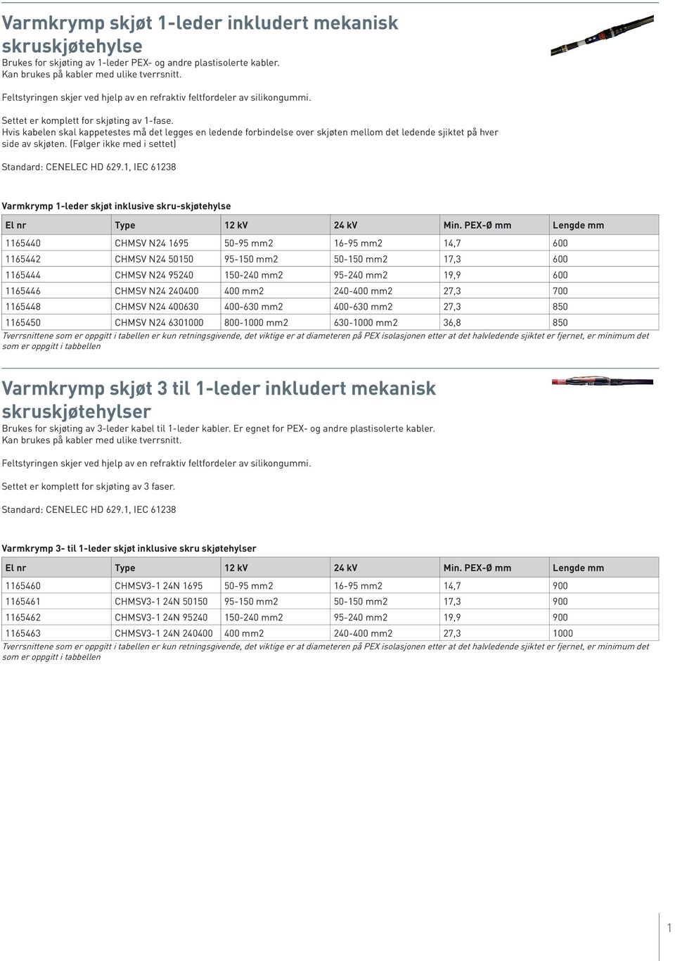 Hvis kabelen skal kappetestes må det legges en ledende forbindelse over skjøten mellom det ledende sjiktet på hver side av skjøten. (Følger ikke med i settet) Standard: CENELEC HD 629.