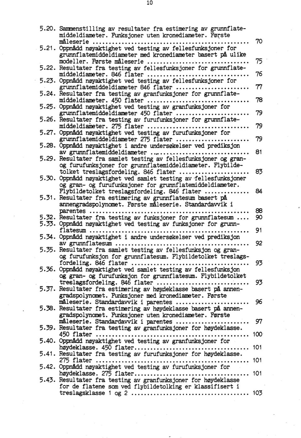 Resultater fra testing av fellesfunksjoner for grunnflatemiddeldiameter. 846 flater... 76 5.23. Oppnådd nøyaktighet ved testing av fellesfunksjoner for grunnflatemiddeldiameter 846 flater... 77 5.24.