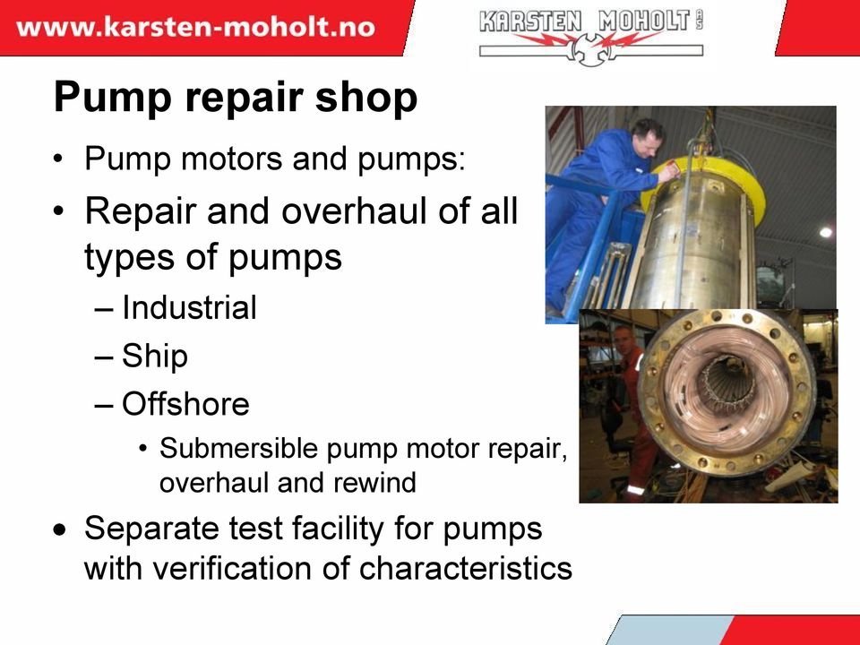 Submersible pump motor repair, overhaul and rewind