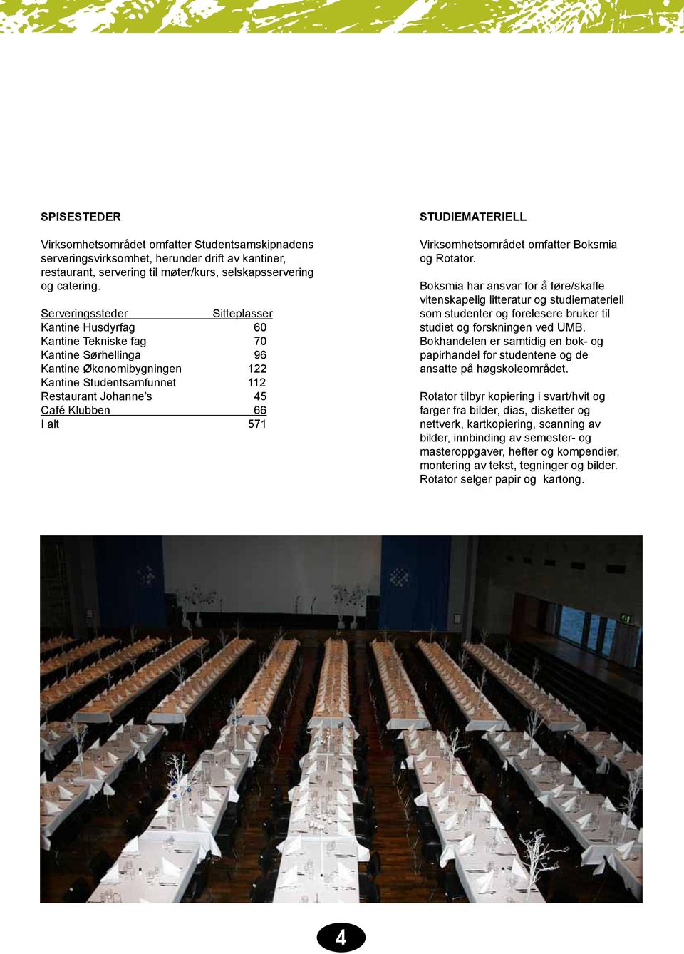 alt 571 STUDIEMATERIELL Virksomhetsområdet omfatter Boksmia og Rotator.