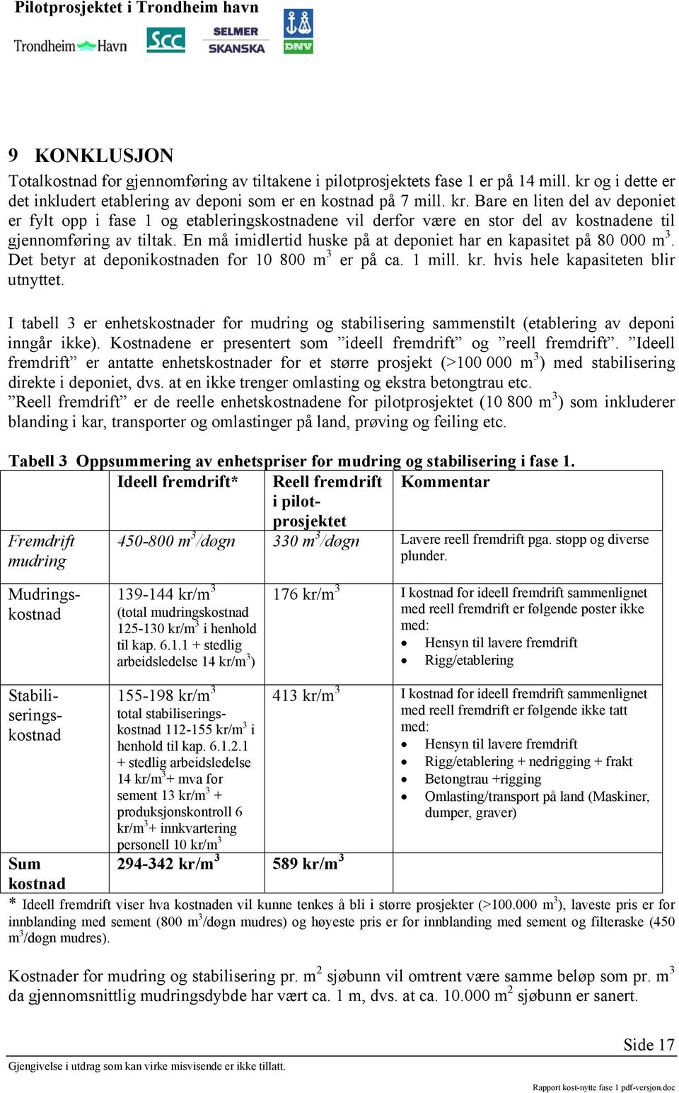 En å iidlertid huske på at deponiet har en kapasitet på 80 000 3. Det betyr at deponikostnaden for 10 800 3 er på ca. 1 ill.. hvis hele kapasiteten blir utnyttet.