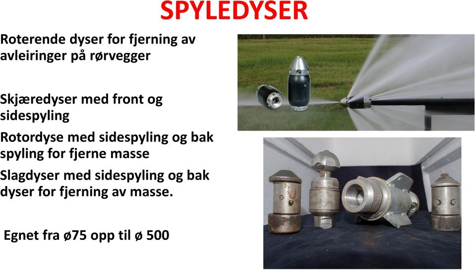 sidespyling og bak spyling for fjerne masse Slagdyser med