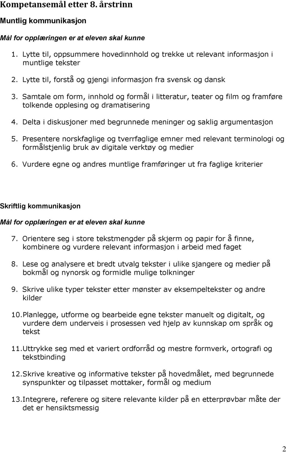 Delta i diskusjoner med begrunnede meninger og saklig argumentasjon 5. Presentere norskfaglige og tverrfaglige emner med relevant terminologi og formålstjenlig bruk av digitale verktøy og medier 6.