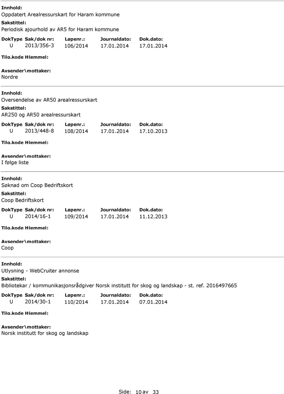 /2014 17.10.2013 følge liste Søknad om Coop Bedriftskort Coop Bedriftskort 2014/16-1 109/2014 11.12.