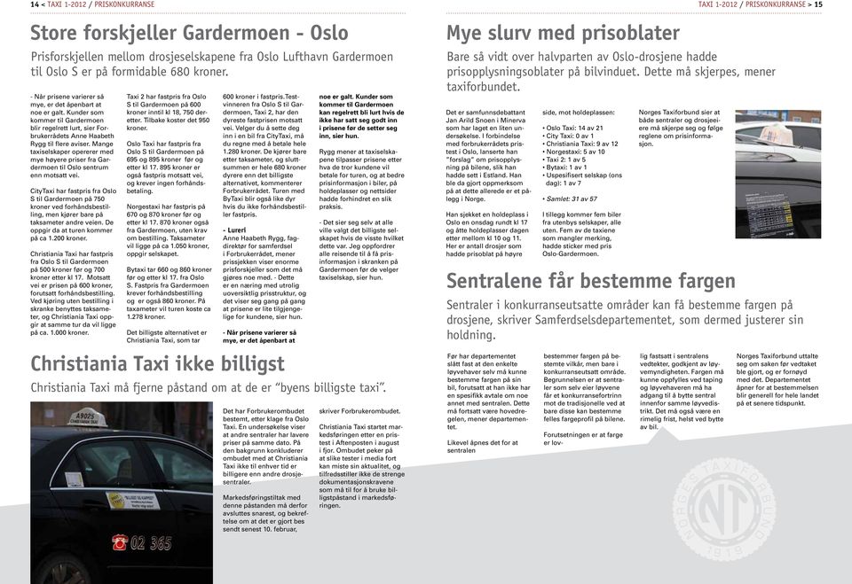 Mange taxiselskaper opererer med mye høyere priser fra Gardermoen til Oslo sentrum enn motsatt vei.