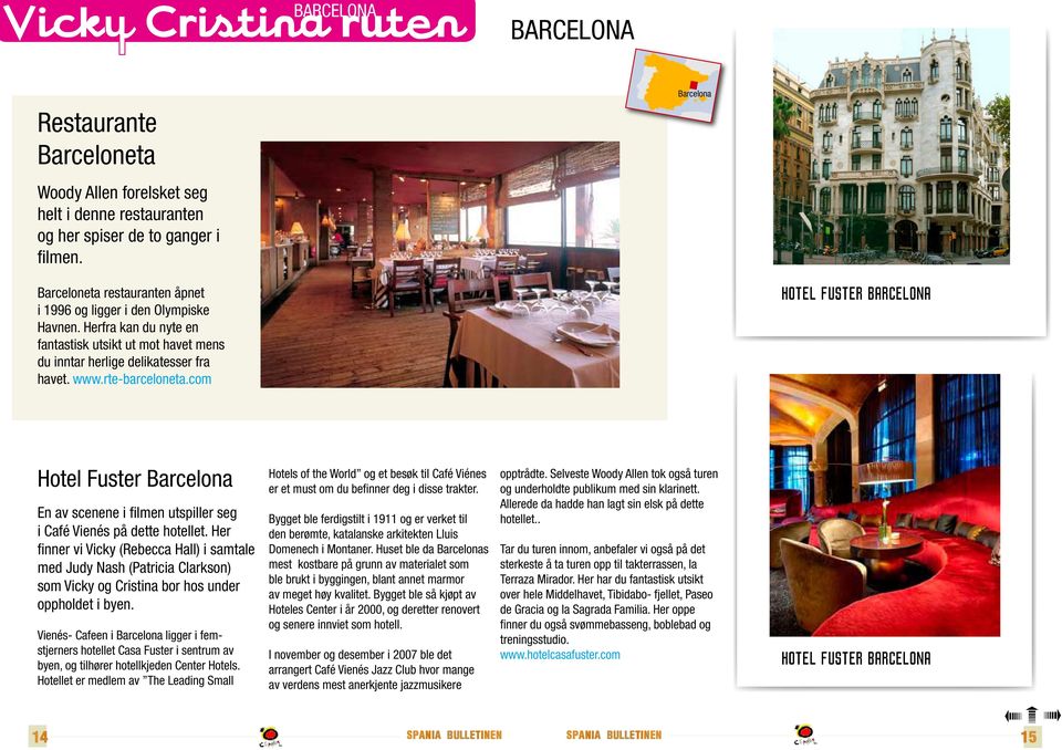 rte-barceloneta.com hotel fuster barcelona Hotel Fuster Barcelona En av scenene i filmen utspiller seg i Café Vienés på dette hotellet.