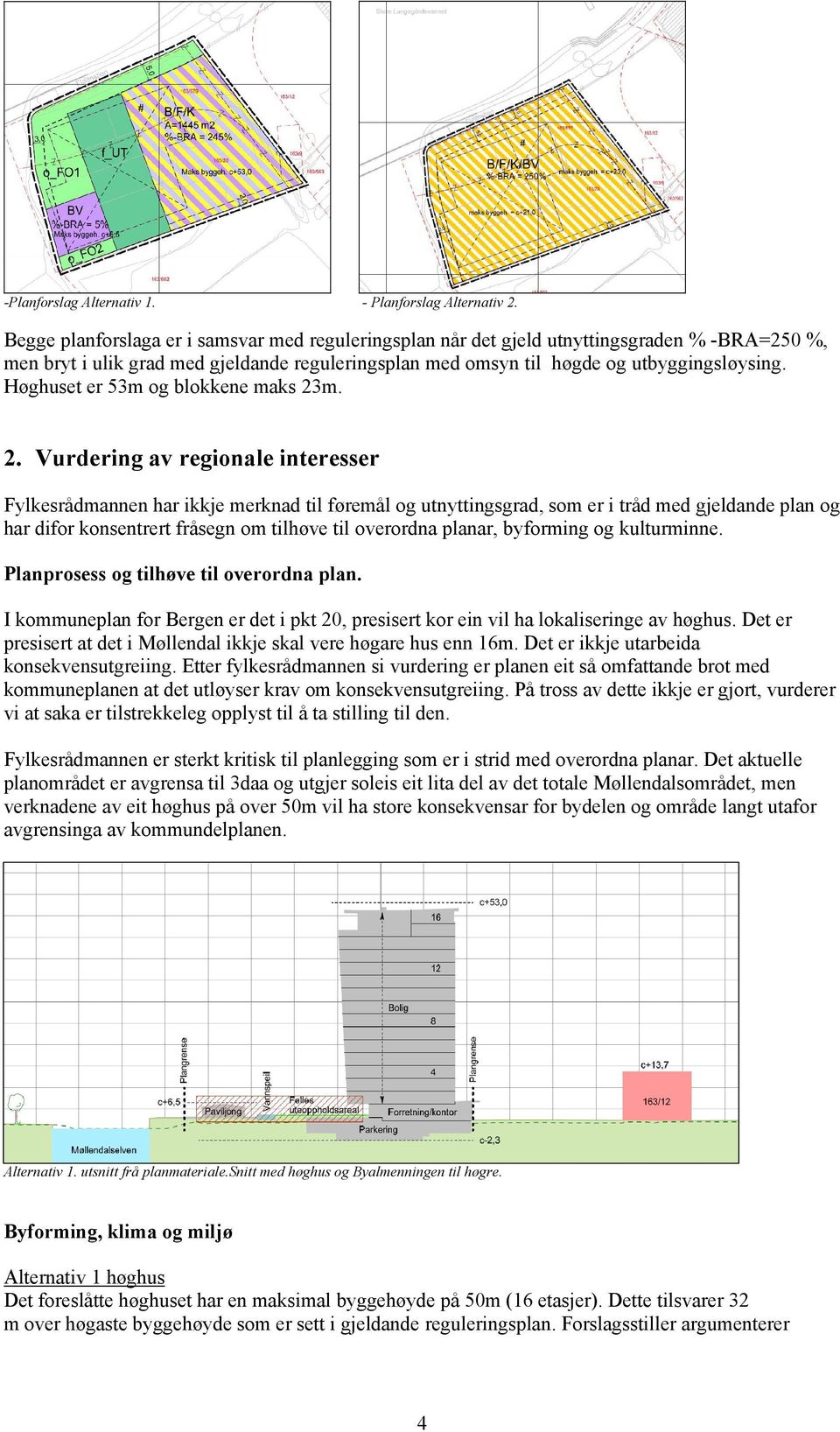 Høghuset er 53m og blokkene maks 23