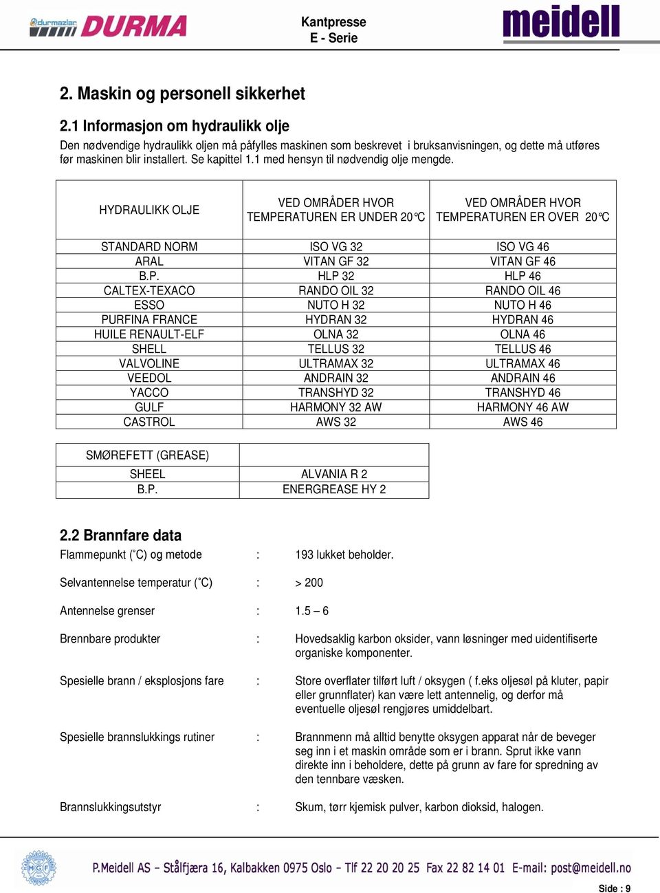 1 med hensyn til nødvendig olje mengde.