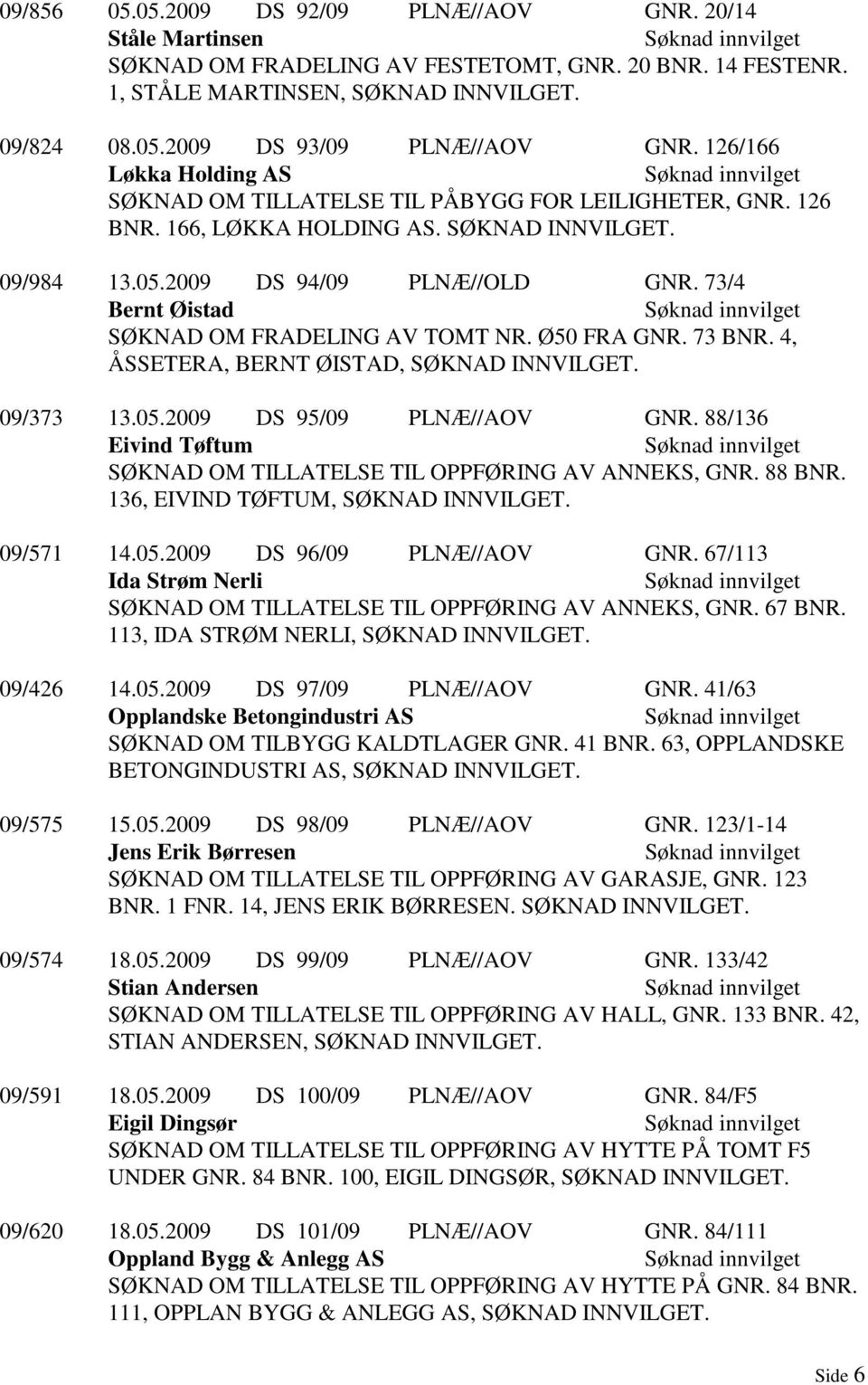 73/4 Bernt Øistad SØKNAD OM FRADELING AV TOMT NR. Ø50 FRA GNR. 73 BNR. 4, ÅSSETERA, BERNT ØISTAD, SØKNAD INNVILGET. 09/373 13.05.2009 DS 95/09 PLNÆ//AOV GNR.