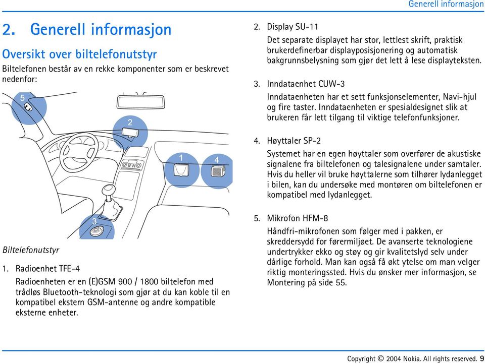 Inndataenhet CUW-3 Inndataenheten har et sett funksjonselementer, Navi-hjul og fire taster. Inndataenheten er spesialdesignet slik at brukeren får lett tilgang til viktige telefonfunksjoner. 4.