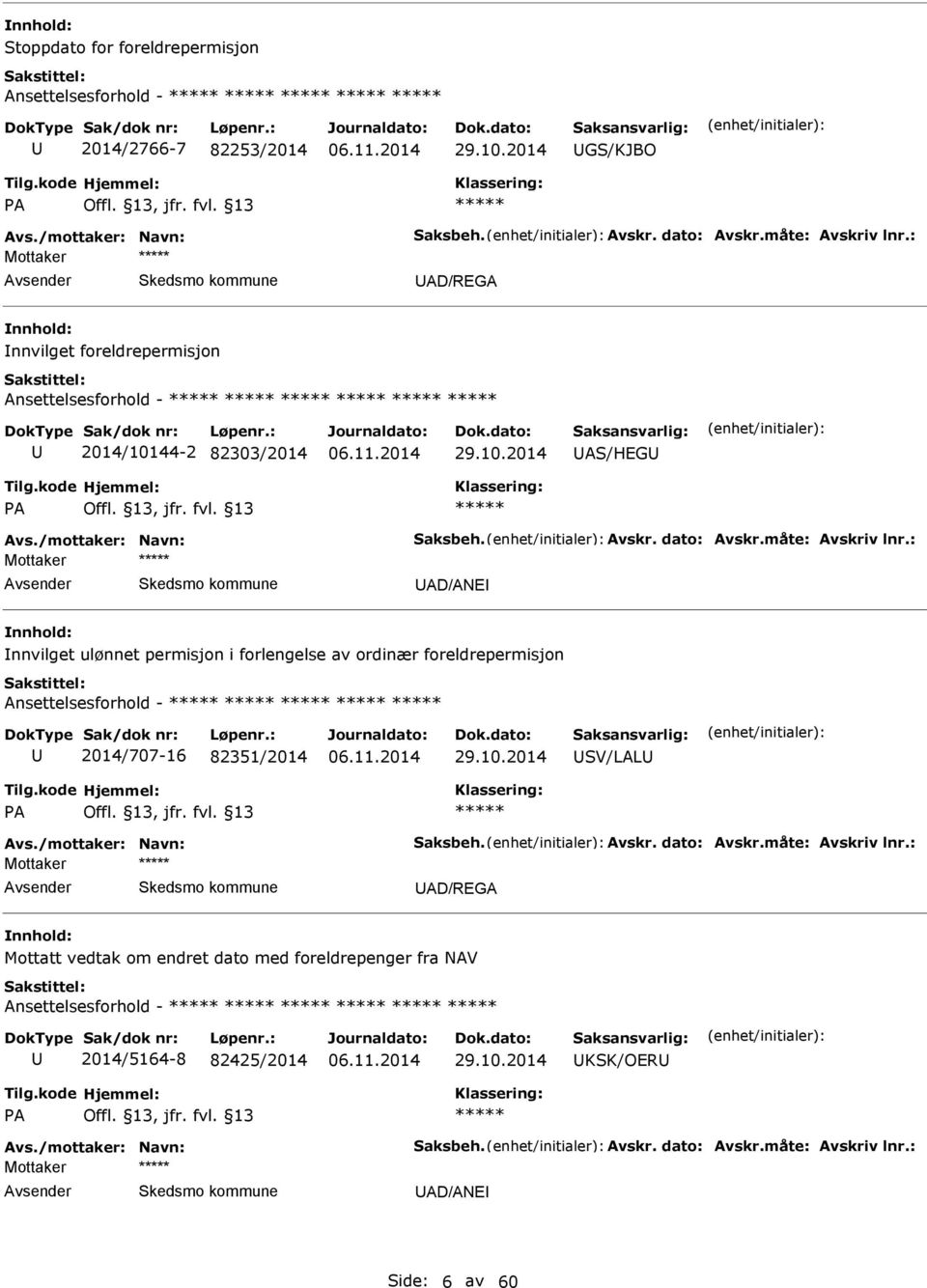 13 D/NE nnvilget ulønnet permisjon i forlengelse av ordinær foreldrepermisjon nsettelsesforhold - 2014/707-16 82351/2014 29.10.