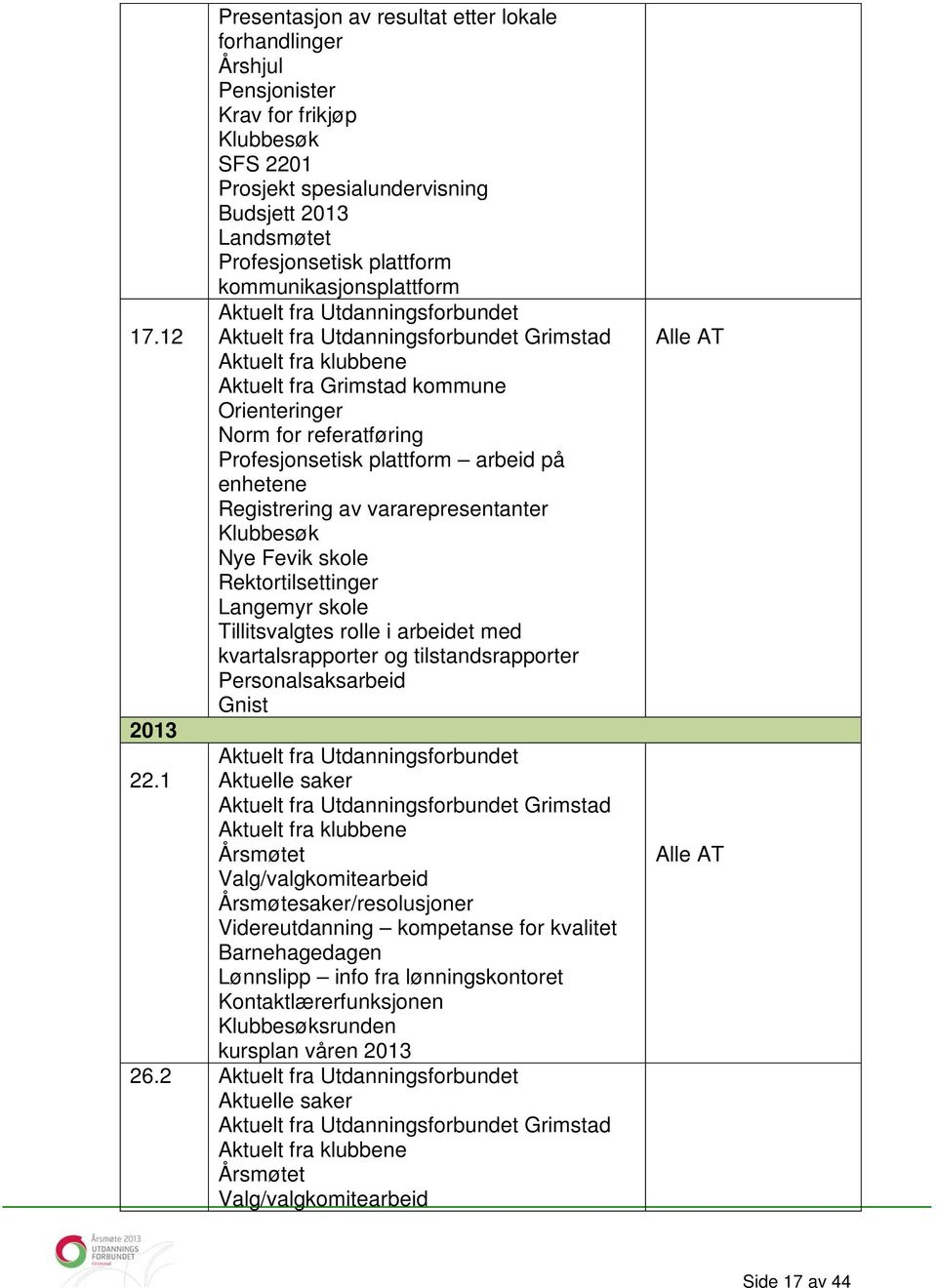 plattform arbeid på enhetene Registrering av vararepresentanter Klubbesøk Nye Fevik skole Rektortilsettinger Langemyr skole Tillitsvalgtes rolle i arbeidet med kvartalsrapporter og tilstandsrapporter