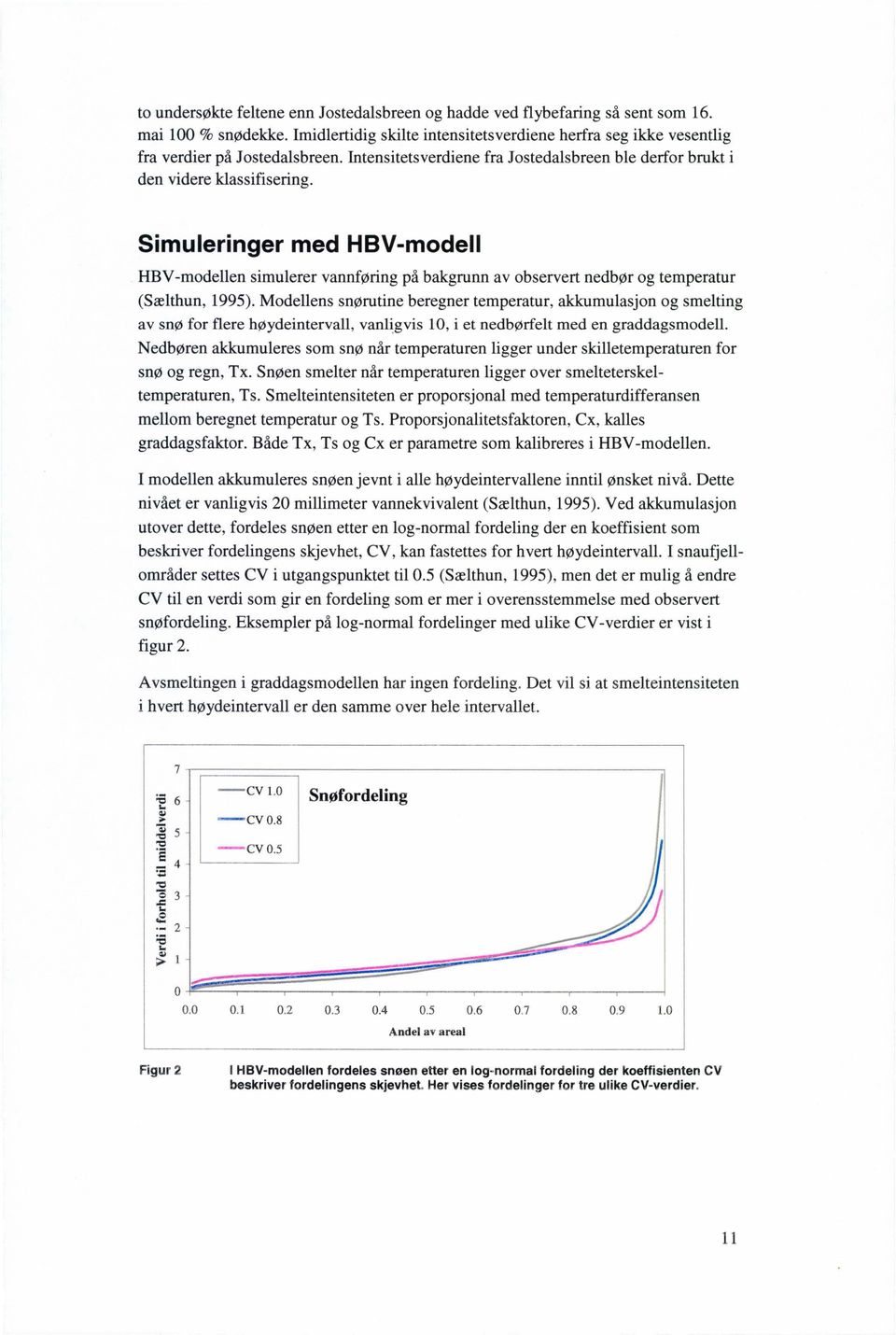 Simuleringer med HBV-modell HBV -modellen simulerer vannføring på bakgrunn av observert nedbør og temperatur (Sælthun, 1995).