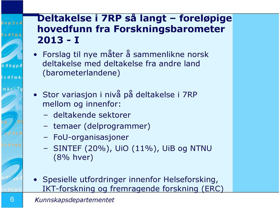 innenfor: deltakende sektorer temaer (delprogrammer) FoU-organisasjoner SINTEF (20%), UiO (11%), UiB og NTNU (8%