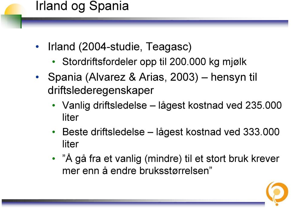 driftsledelse lågest kostnad ved 235.