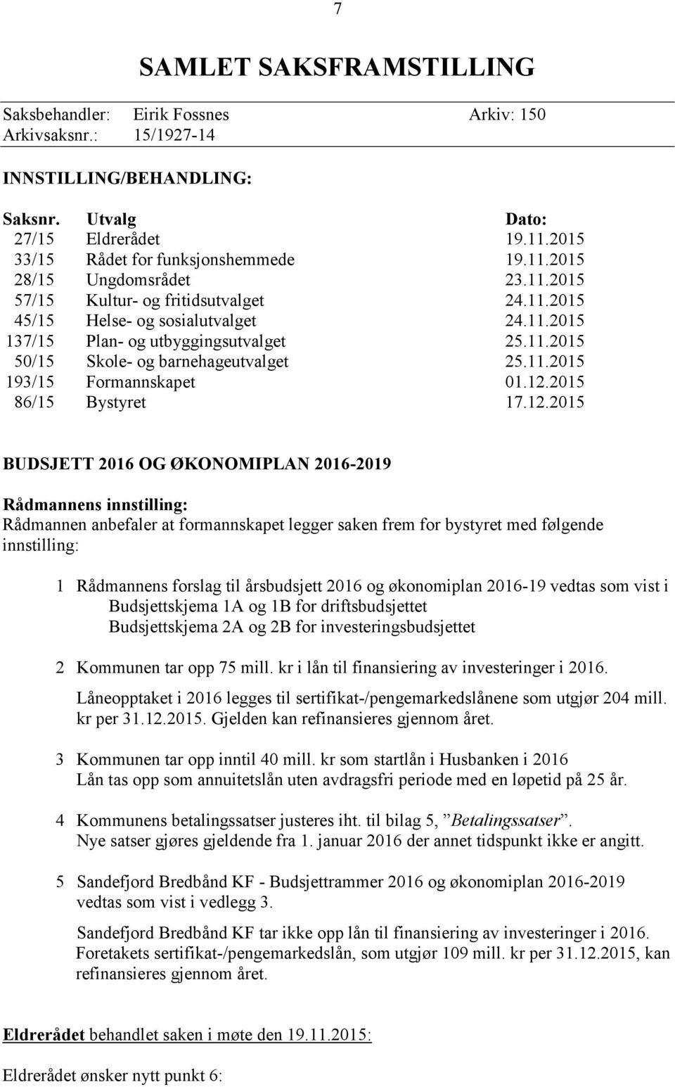 11.2015 193/15 Formannskapet 01.12.