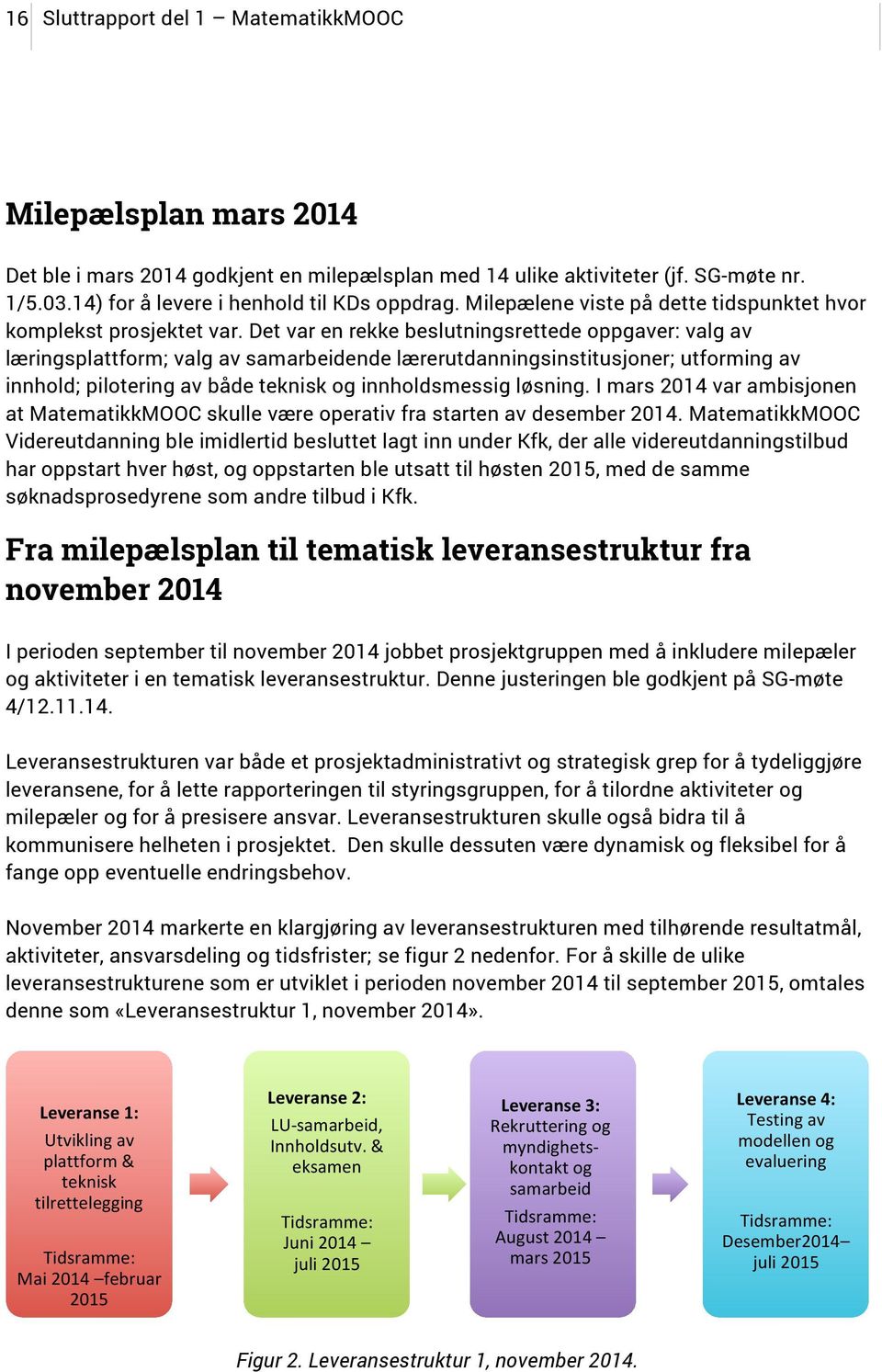 Det var en rekke beslutningsrettede oppgaver: valg av læringsplattform; valg av samarbeidende lærerutdanningsinstitusjoner; utforming av innhold; pilotering av både teknisk og innholdsmessig løsning.