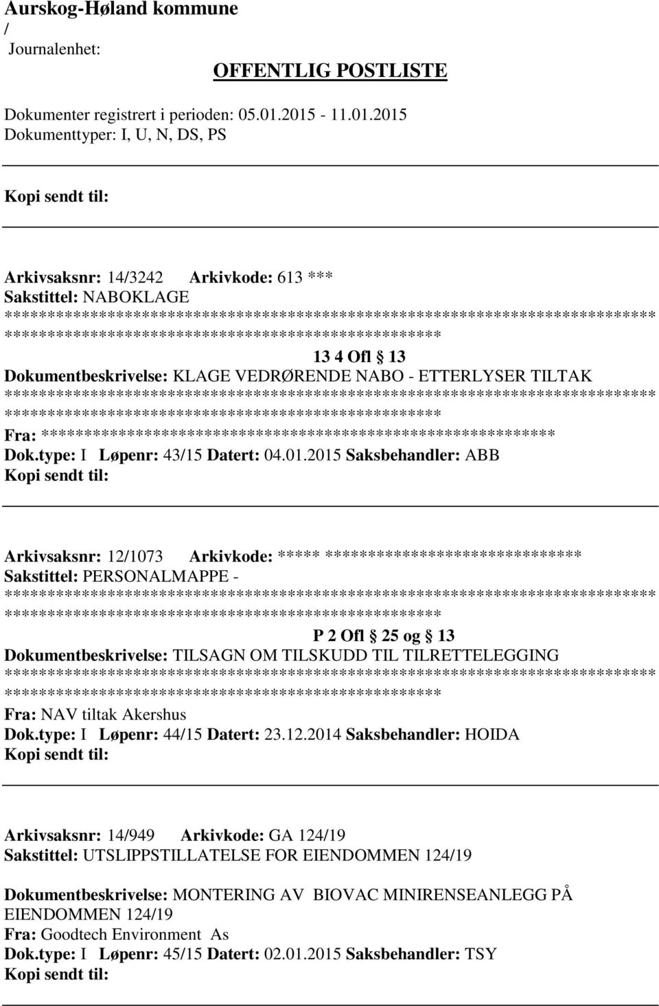 2015 Saksbehandler: ABB Arkivsaksnr: 121073 Arkivkode: ***** ****************************** Sakstittel: PERSONALMAPPE - ************************* P 2 Ofl 25 og 13 Dokumentbeskrivelse: TILSAGN OM