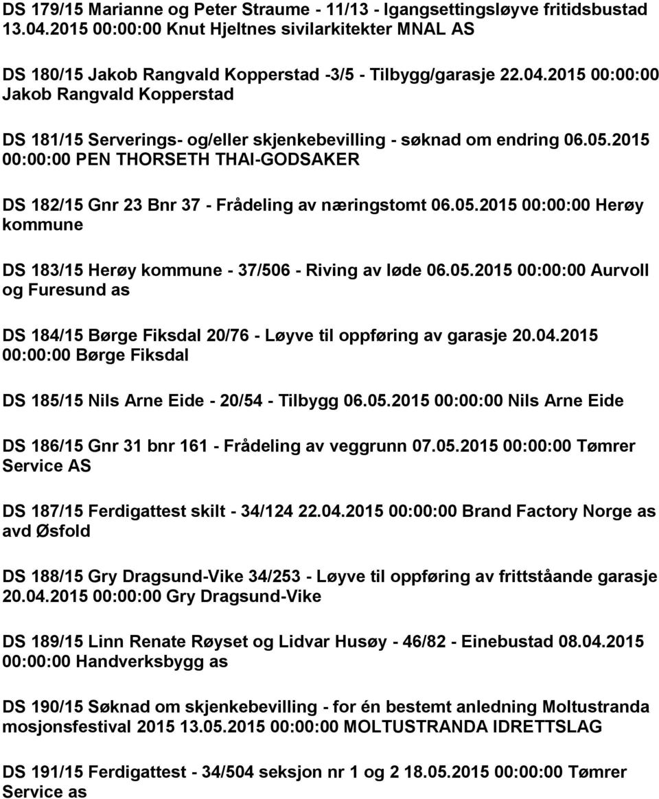 2015 00:00:00 PEN THORSETH THAI-GODSAKER DS 182/15 Gnr 23 Bnr 37 - Frådeling av næringstomt 06.05.