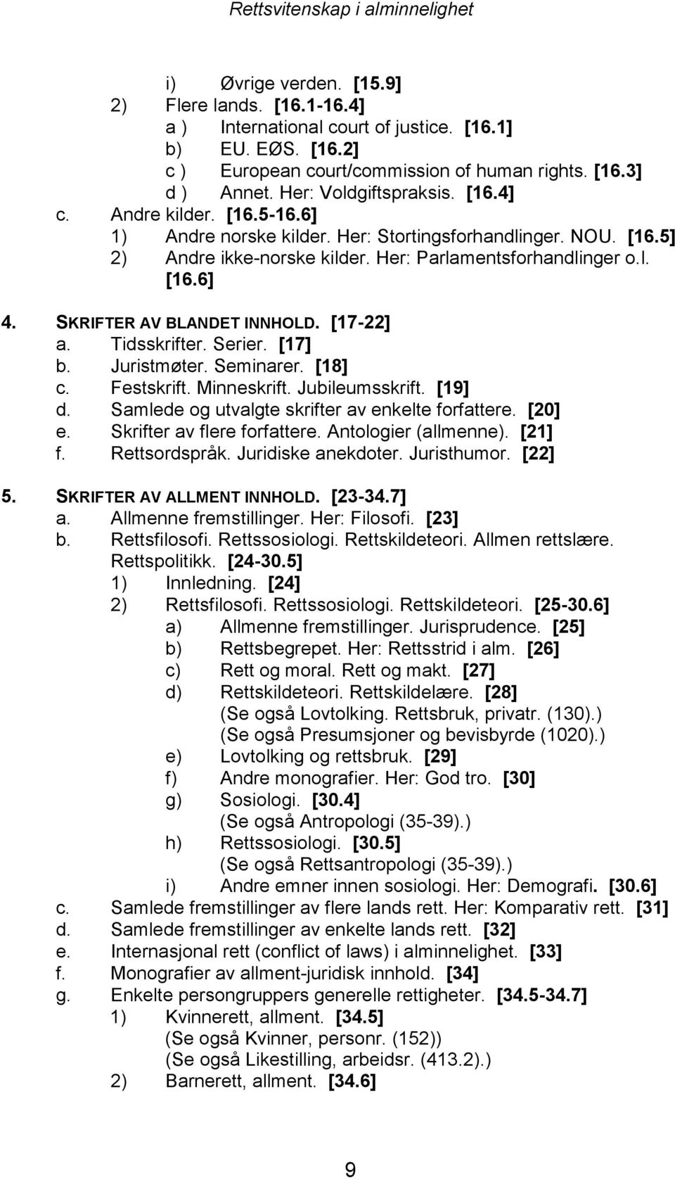 SKRIFTER AV BLANDET INNHOLD. [17-22] a. Tidsskrifter. Serier. [17] b. Juristmøter. Seminarer. [18] c. Festskrift. Minneskrift. Jubileumsskrift. [19] d.